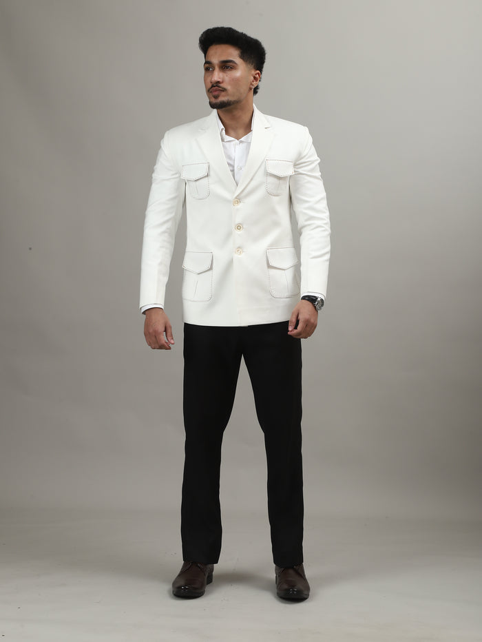 Ivory Celebration Blazer with Signature Pocket Detailing