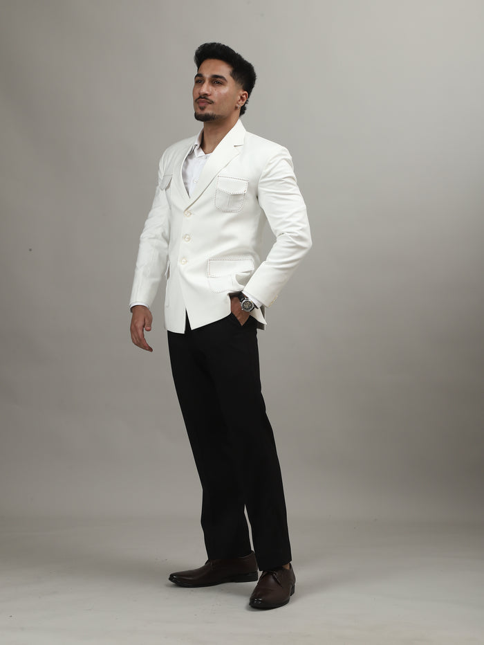 Ivory Celebration Blazer with Signature Pocket Detailing