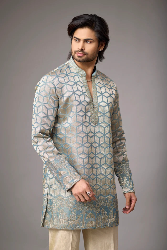 Buy Geometric Heritage Kurta Set for Men Online India | Mahavir NX
