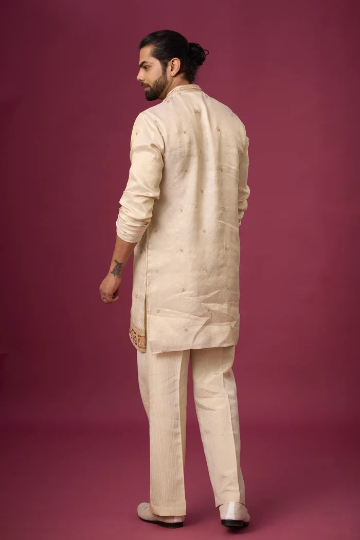 Ivory Heritage Kurta Pajama Set for Men – Front View | Mahavir NX