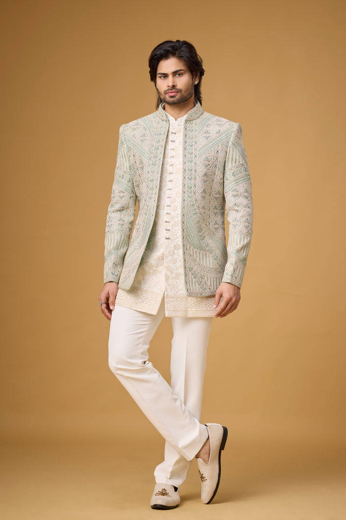 Ivory Royale geometric embroidered jacket