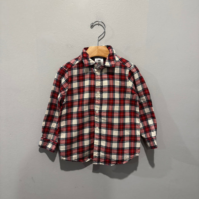 Jacadi / Red white check shirt / 3Y
