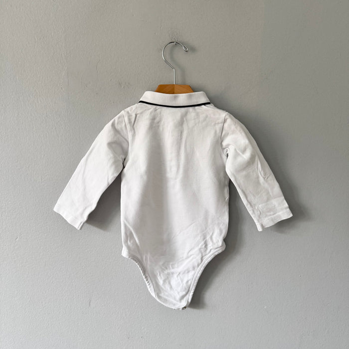 Jacadi / White long sleeve polo shirt onesie / 18M
