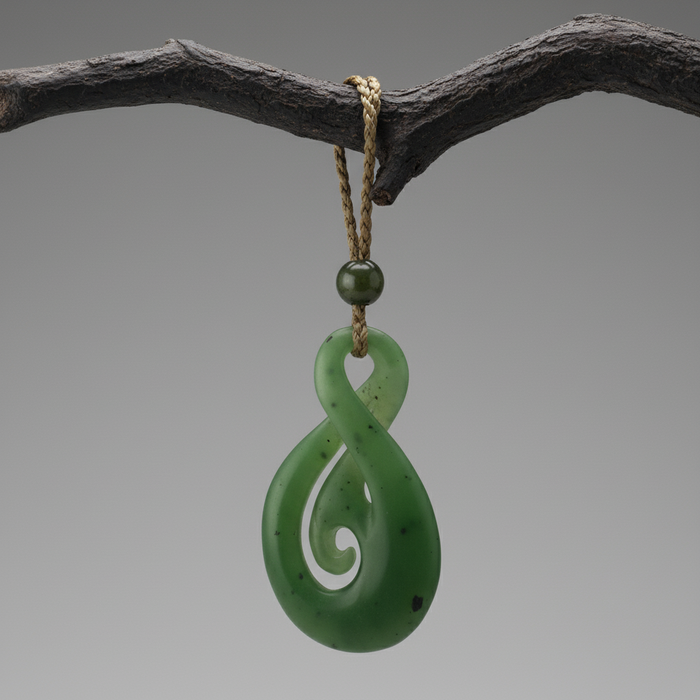 Jade Necklace Green Infinity Twist Canadian Nephrite