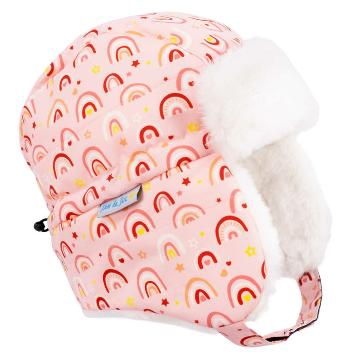 Jan & Jul Toasty-Dry Trapper Winter Hat - Pink Rainbow