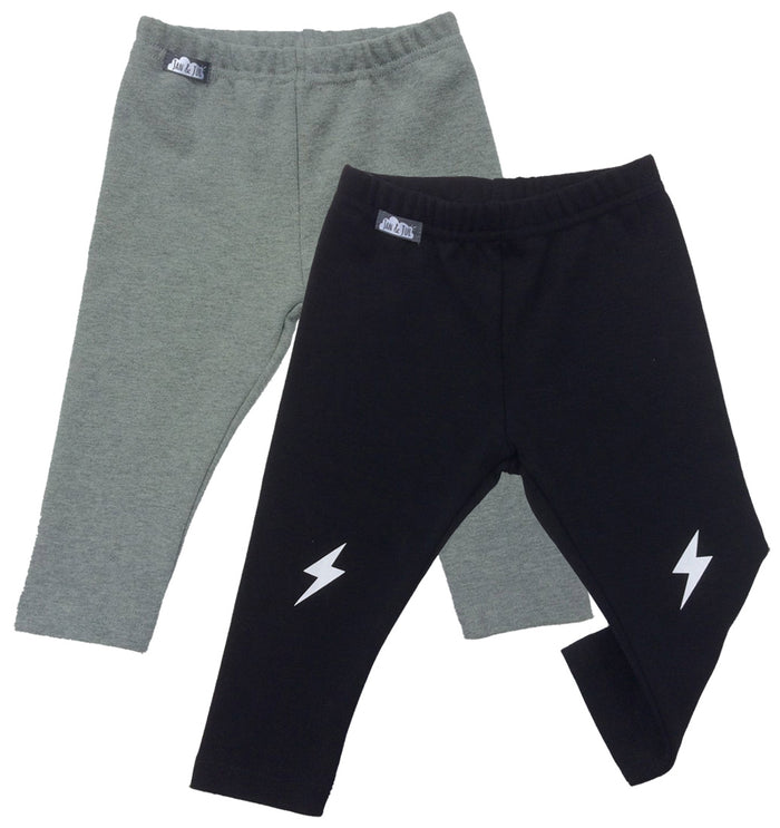 Jan & Jul Winter Lined Leggings - Black Lightning Bolt