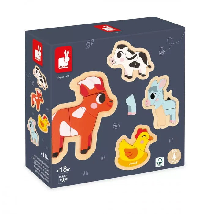 Janod 4 Progressive Puzzles - Farm