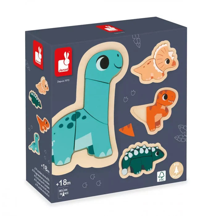Janod 4 Progressive Puzzles Dino