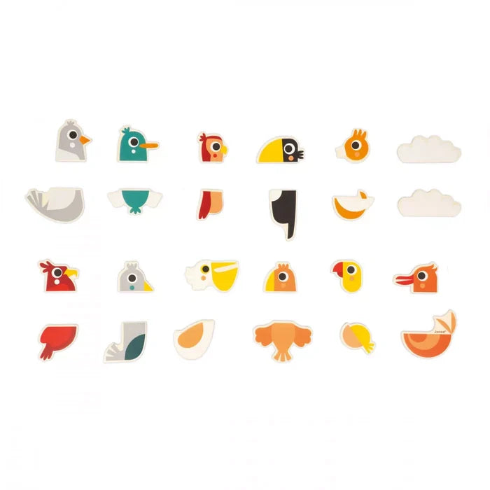 Janod Magnets Mix and Match Birds - 24pcs