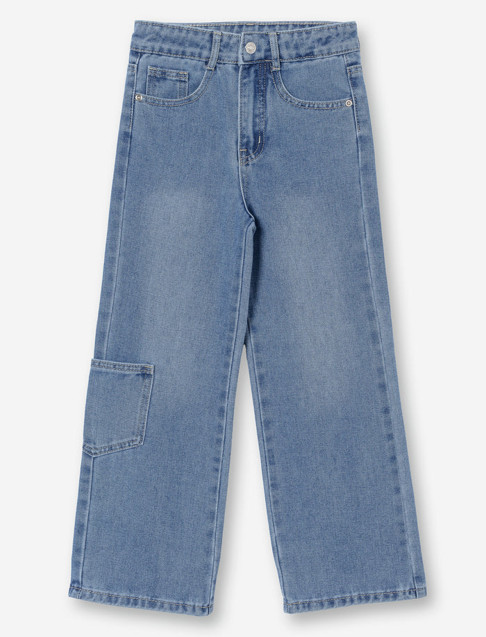 Jean à jambe droite en denim pour fille