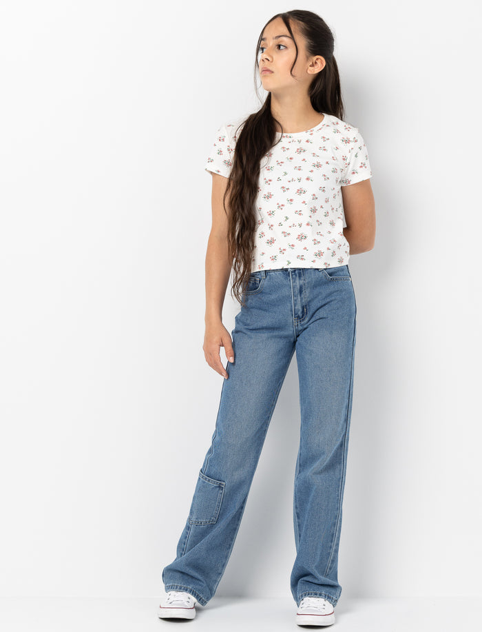Jean à jambe droite en denim pour fille