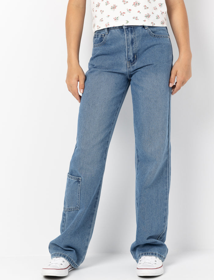 Jean à jambe droite en denim pour fille