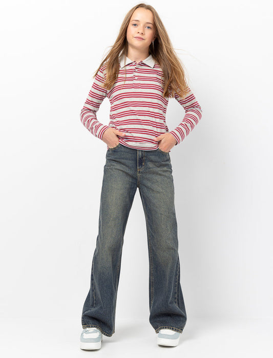 Jean à jambe large à taille régulière pour ado fille