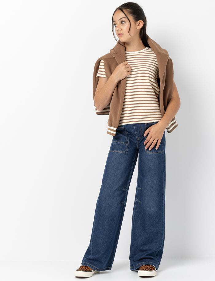 Jean à jambe large en denim pour fille