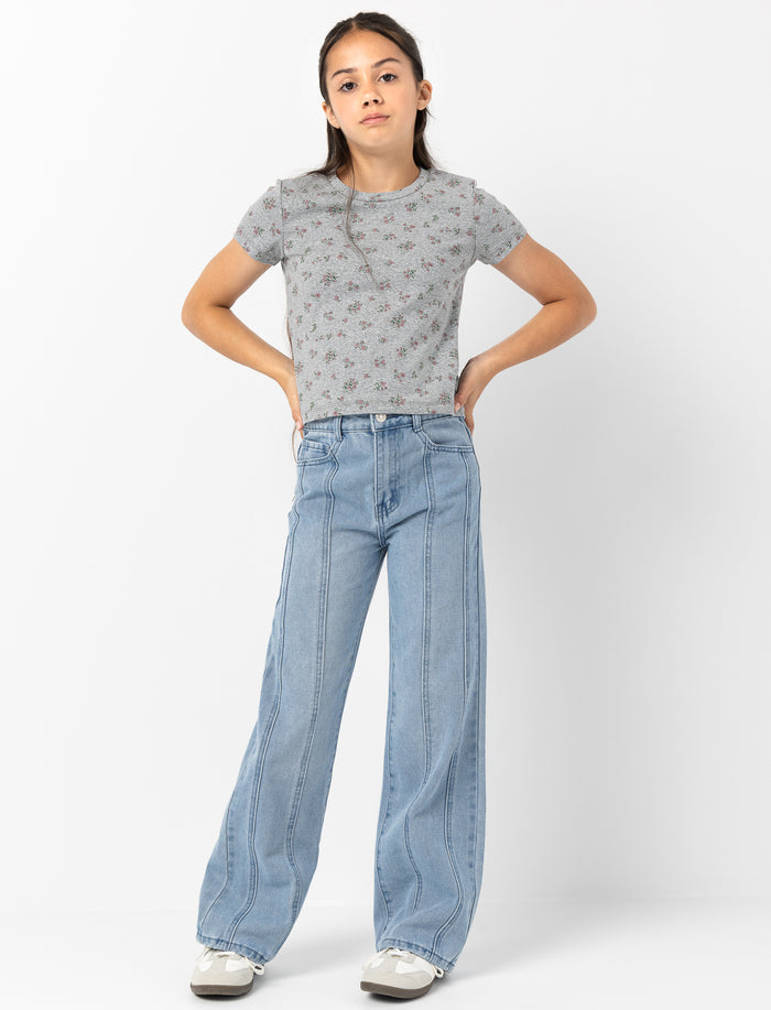 Jean à jambe large en denim pour fille