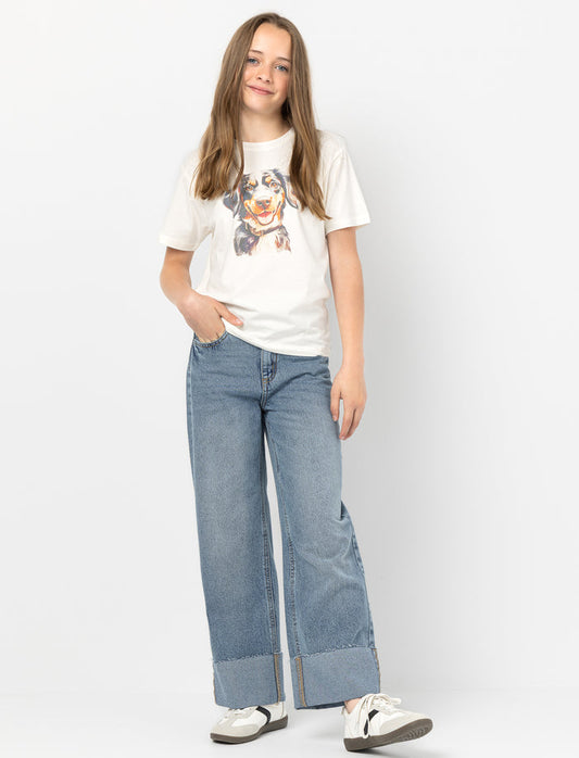 Jean à jambe large en denim pour fille