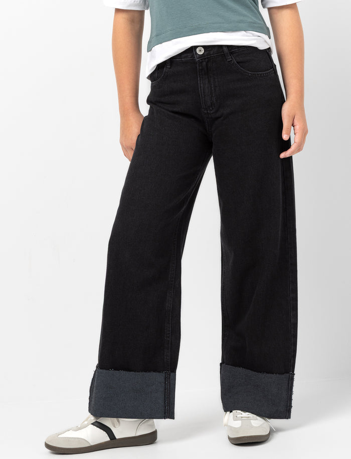 Jean à jambe large en denim pour fille