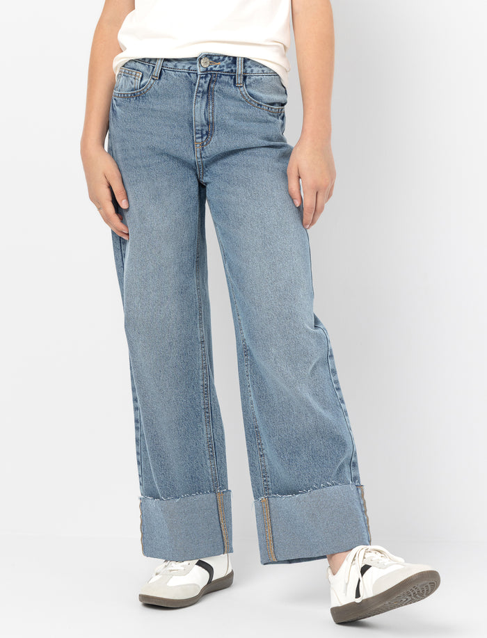 Jean à jambe large en denim pour fille