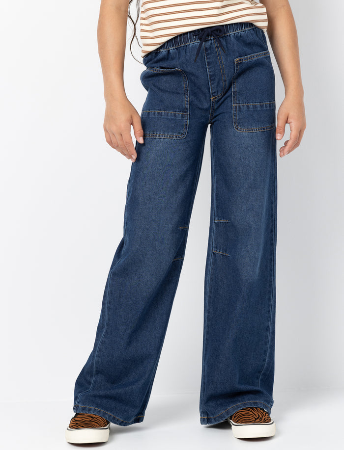 Jean à jambe large en denim pour fille