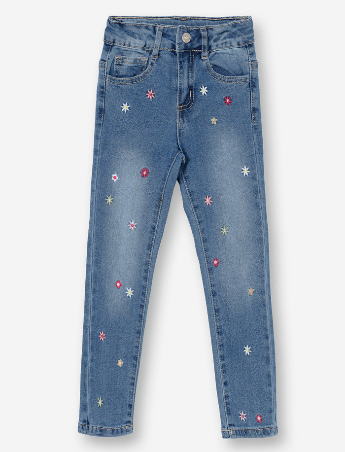 Jean étroit à broderie pour fille