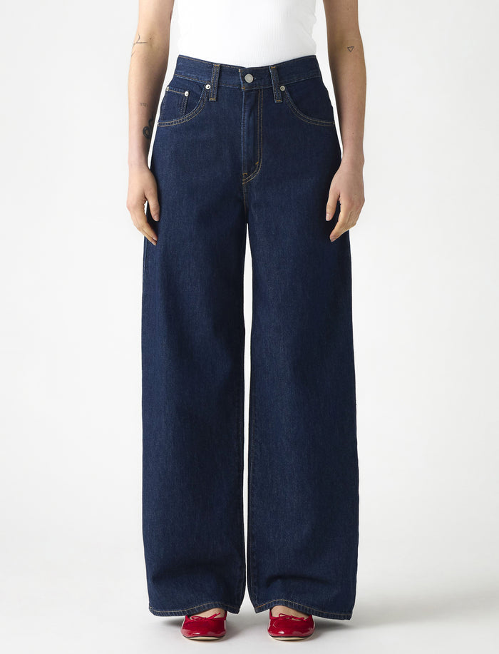 Jean taille haute à jambes larges pour femme