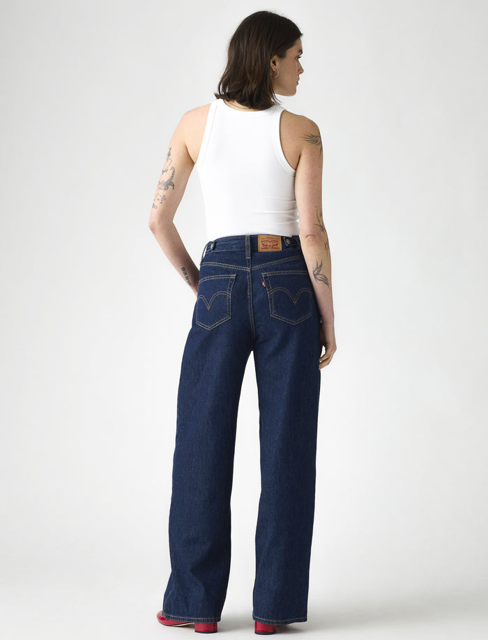 Jean taille haute à jambes larges pour femme
