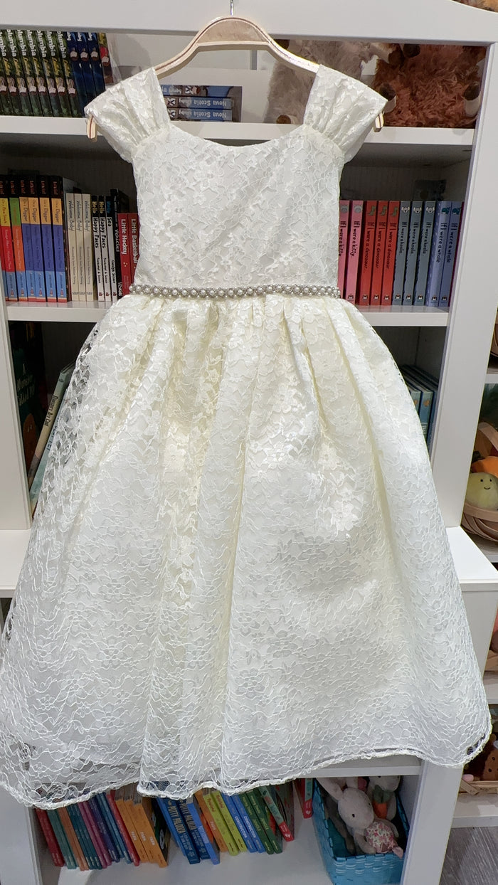 Jolene PK223 Ivory Pearl Waistband Dress