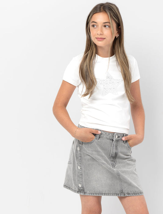 Jupe en denim unie pour fille