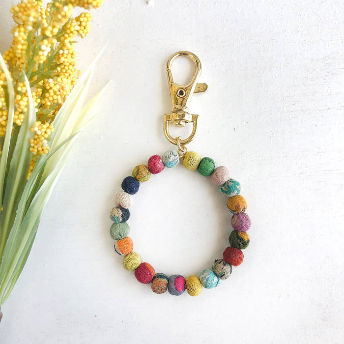 Kantha Circle Keychain Keychain Bag Clip