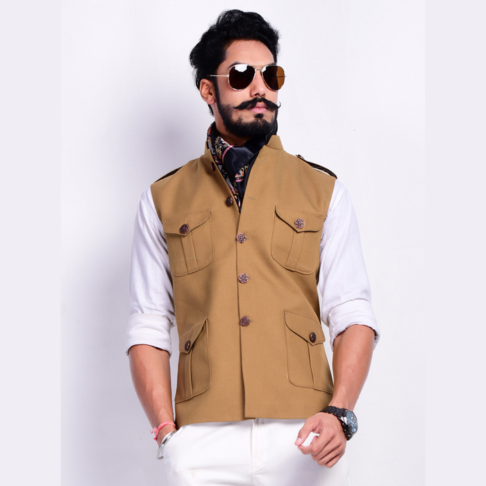 Khakhi Brown Colour Semi Hunting Jacket