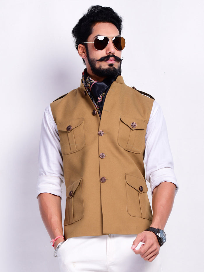 Khakhi Brown Colour Semi Hunting Jacket
