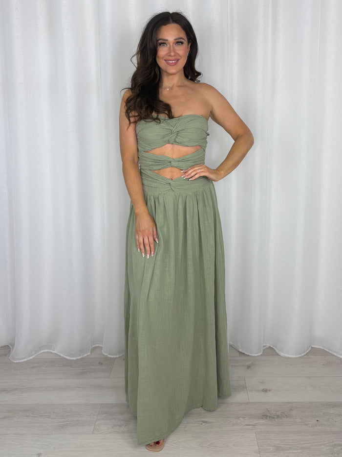 Knot Front Detail Bandeau Maxi Dress (5 Colours)