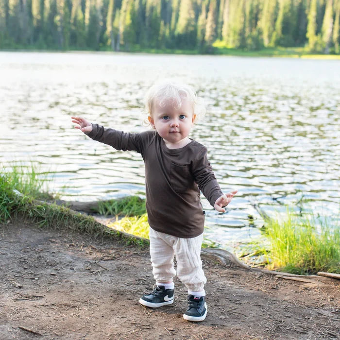 Kyte Baby Long Sleeve Toddler Crew Neck Tee - Espresso