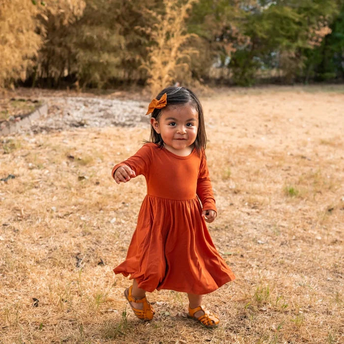 Kyte Baby Long Sleeve Twirl Dress - Rust