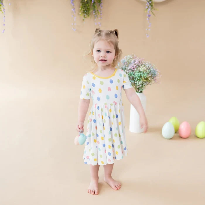 Kyte Baby Short Sleeve Twirl Dress - Spring Egg