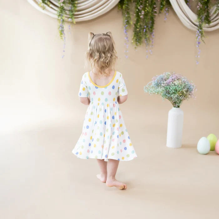 Kyte Baby Short Sleeve Twirl Dress - Spring Egg