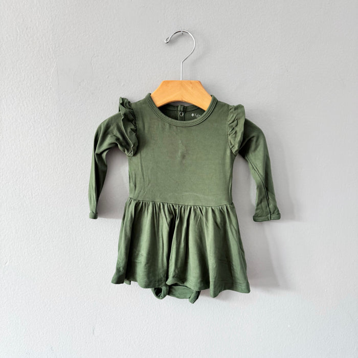 Kyte / Dark green bodysuit dress / 3-6M