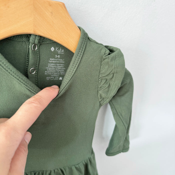 Kyte / Dark green bodysuit dress / 3-6M