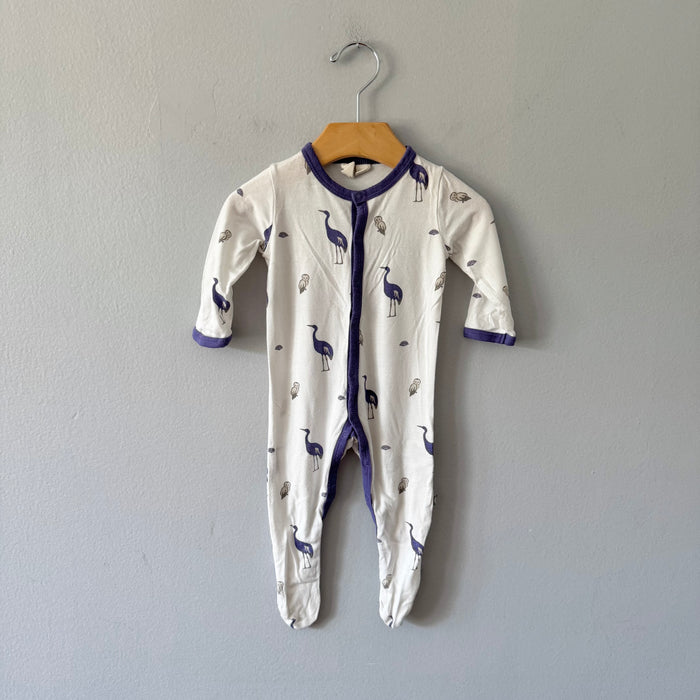 Kyte / White purple crane romper / 3-6M