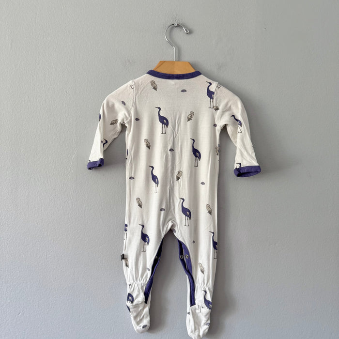 Kyte / White purple crane romper / 3-6M