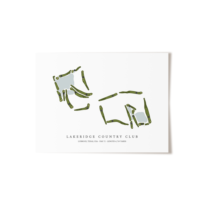 LakeRidge Country Club | Golf Course Map | Unframed