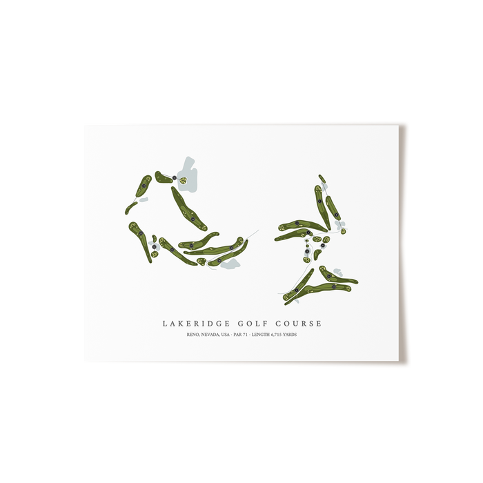 LakeRidge Golf Course | Golf Course Map | Unframed