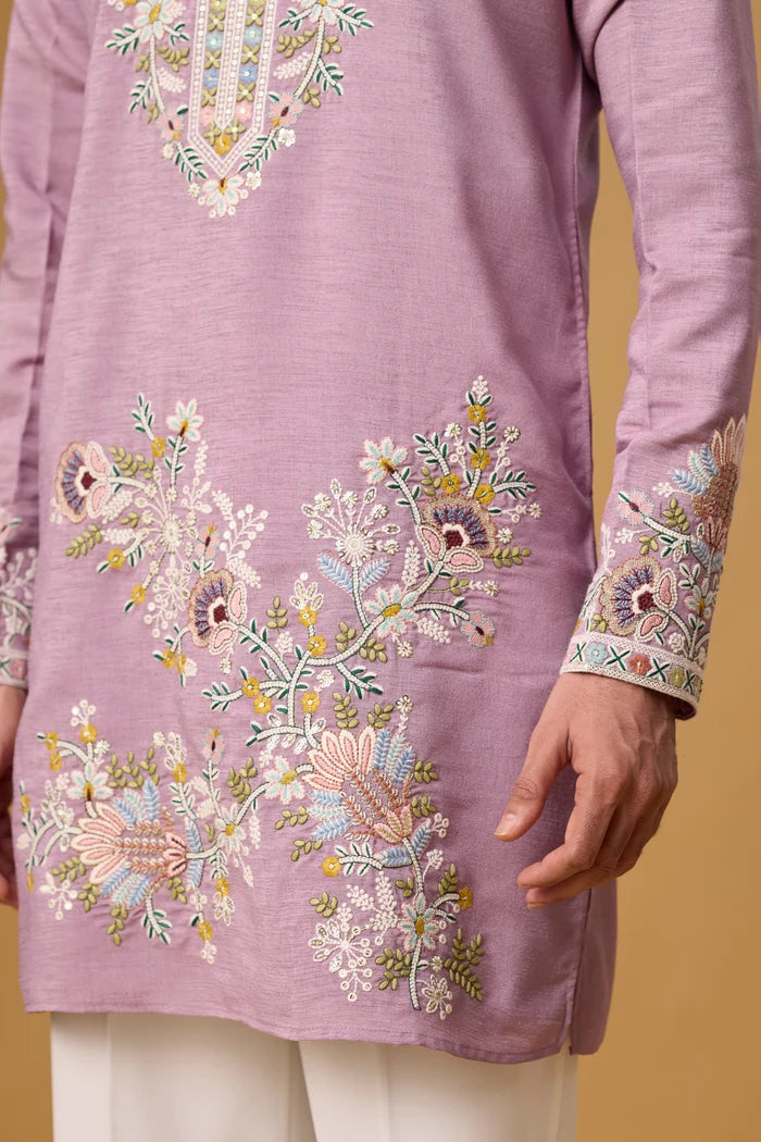 Affordable Lavender Kurta Pajama Set for Men – Full Length | Mahavir NX