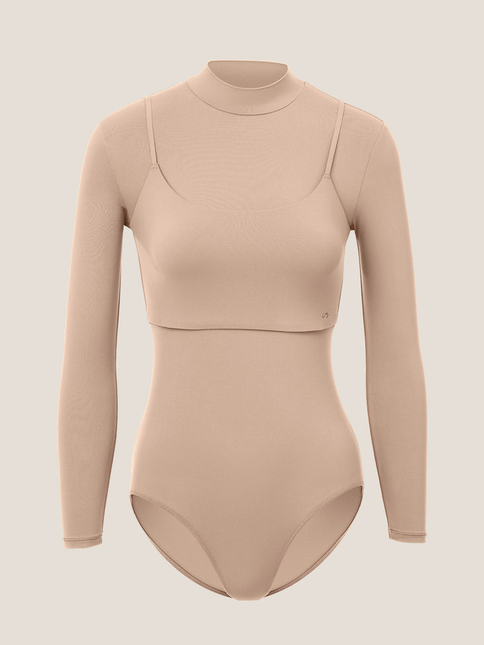 Layered Mock Neck Bodysuit