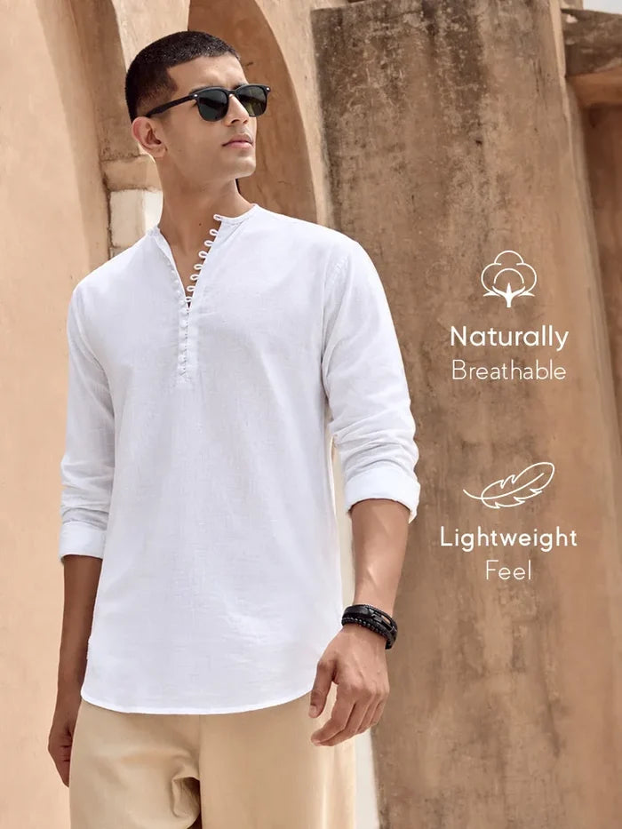 Legacy Cotton-Linen Short Kurta