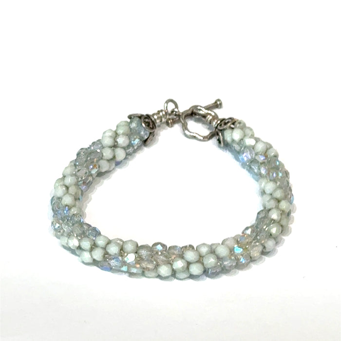 Light Blue Czech Crystal Crocheted Bracelet Where Sky Meets Water. Where Light Becomes Wearable.
