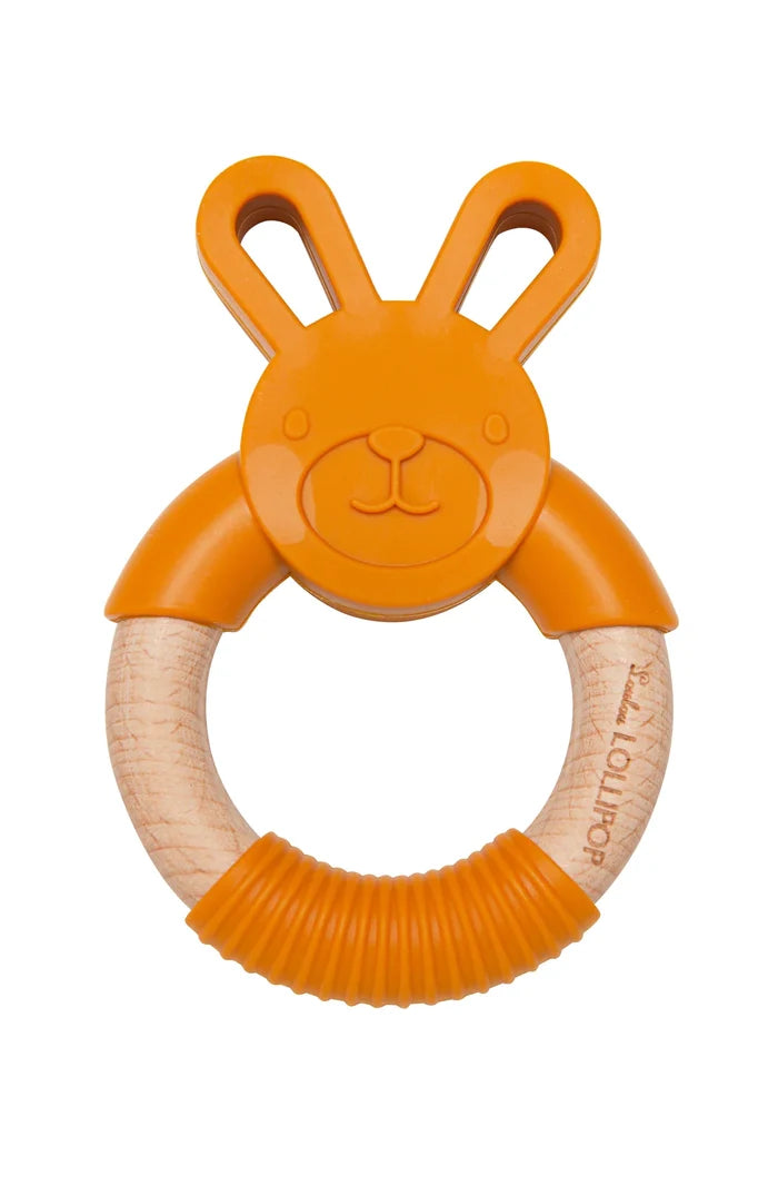 LouLou Lollipop Silicone and Wood Teething Rings - Bunny