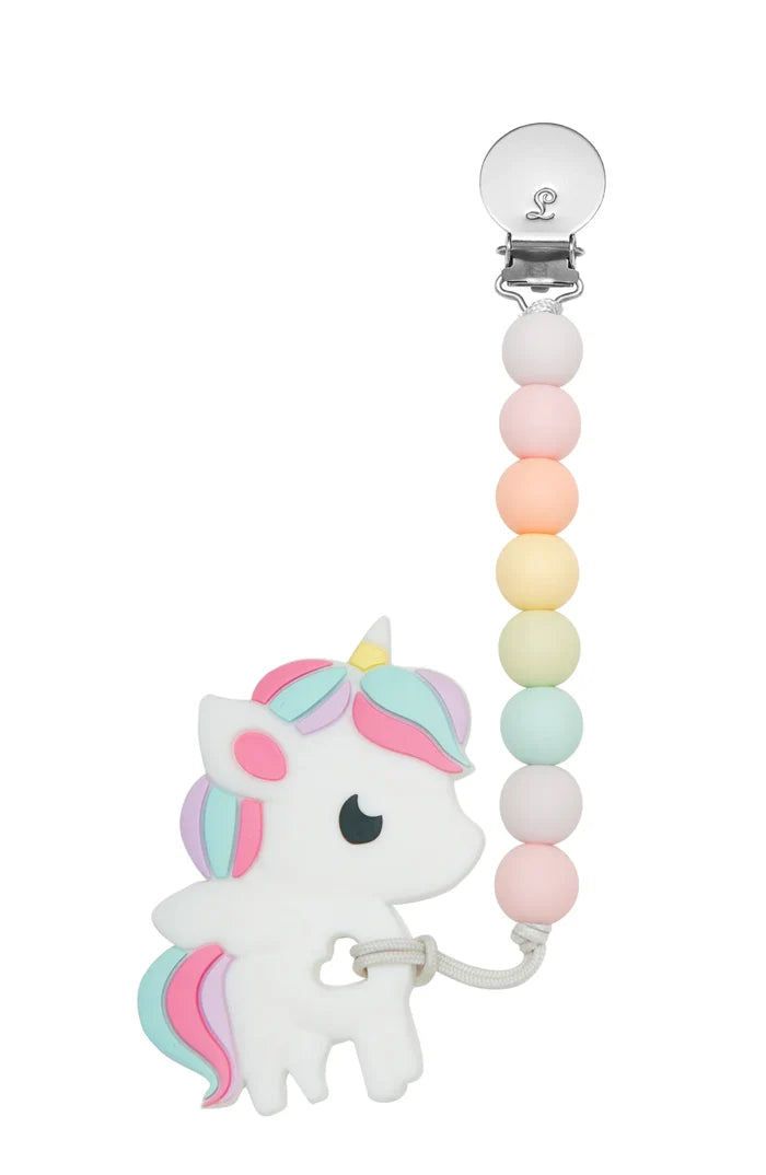 LouLou Lollipop Silicone Teether Set - Rainbow Unicorn/Cotton Candy