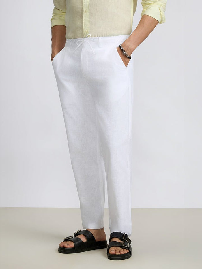 Lounge White Linen Look Trousers