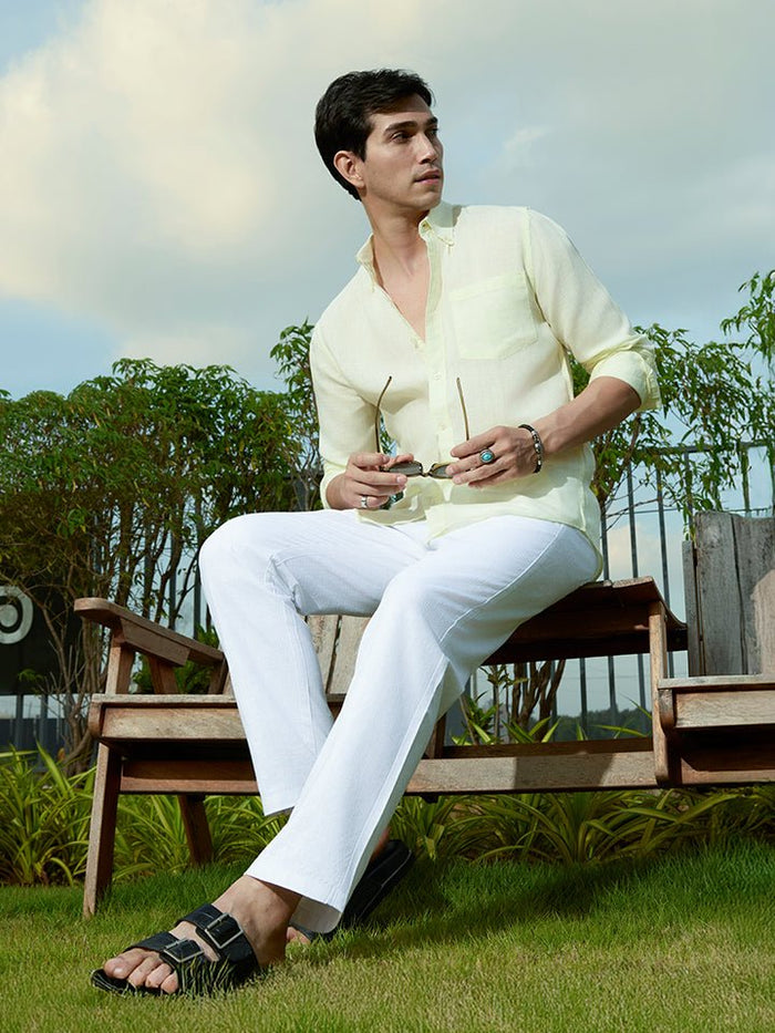 Lounge White Linen Look Trousers